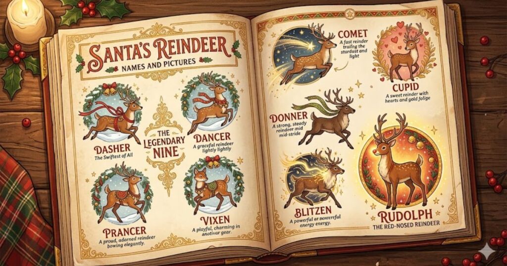 Santa's Reindeer Names and Pictures