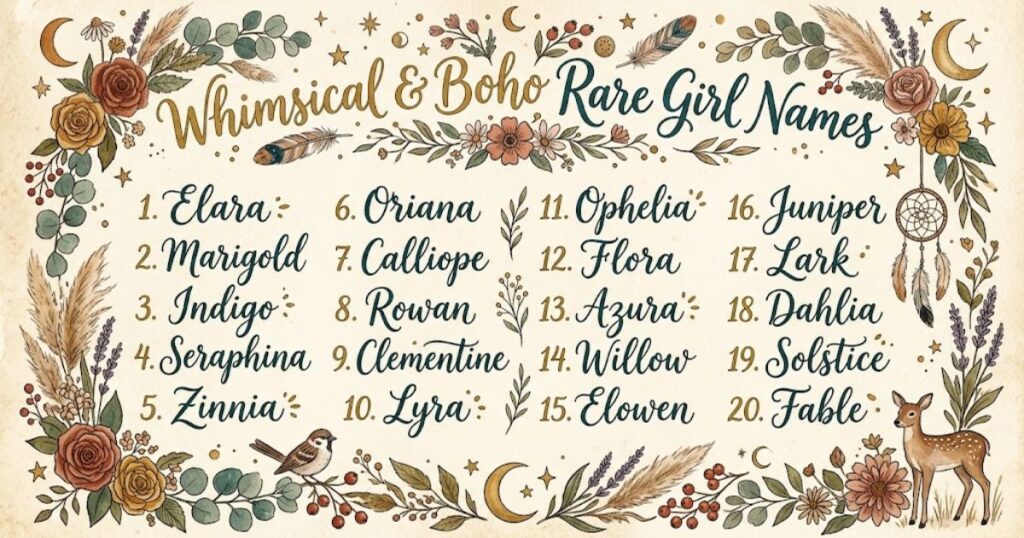 Whimsical & Boho Rare Girl Names