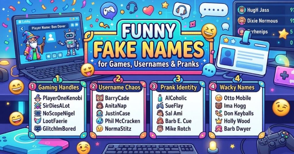 Funny Fake First and Last Names for Games, Usernames & Pranks
