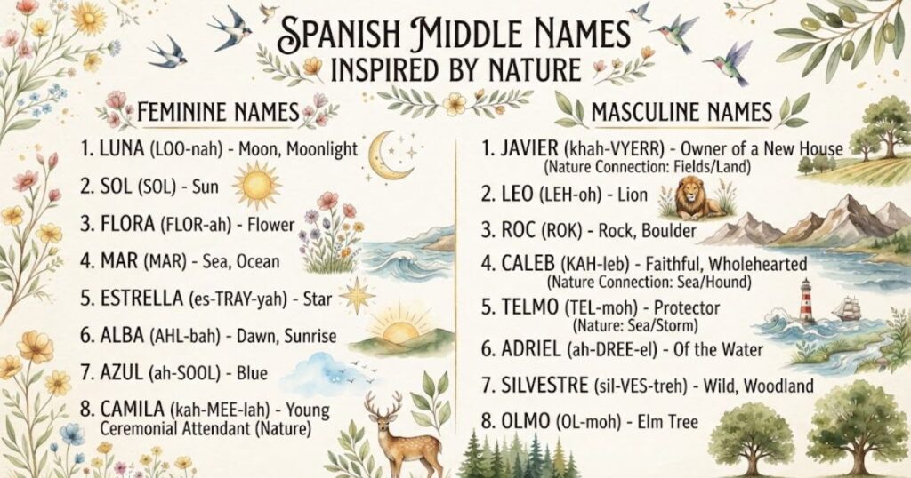 Spanish Middle Names Inspired by Nature