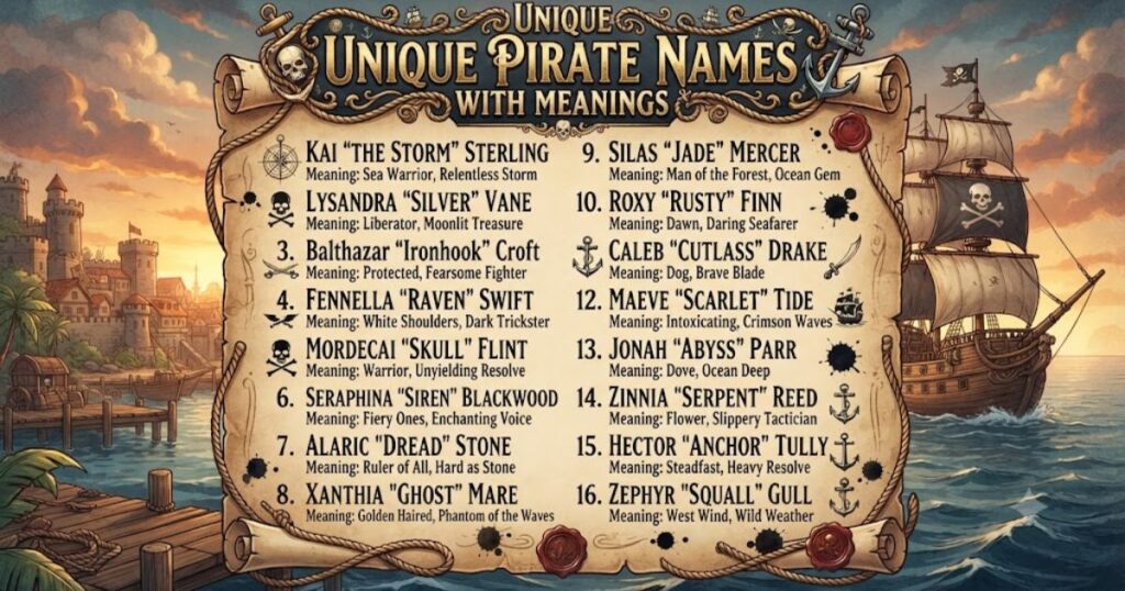 Unique Pirate Names With Meanings
