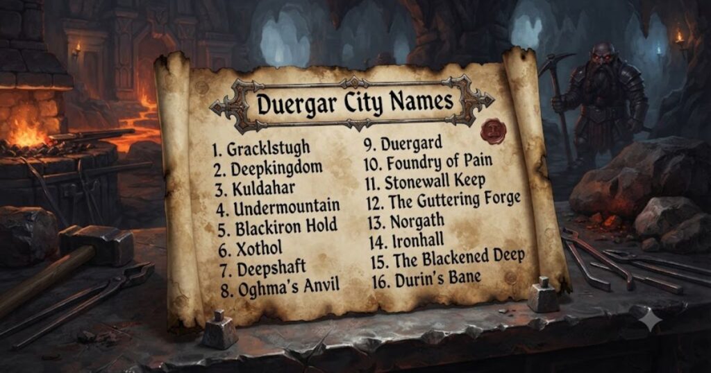 Duergar City Names