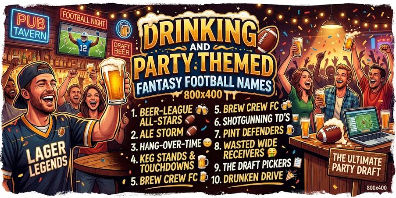 Drinking and Party Themed Fantasy Football Names